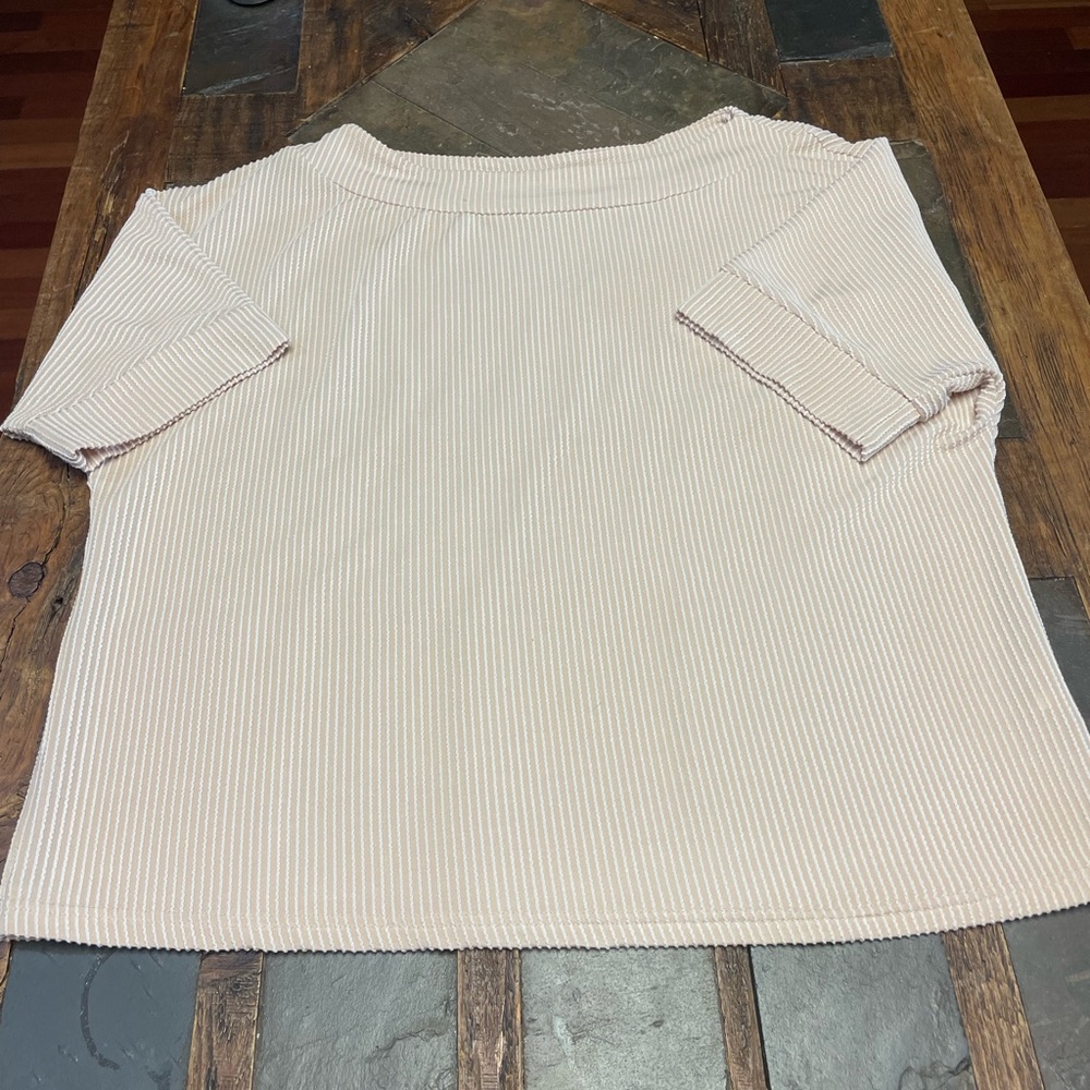 Women's Cream Ribbed Top